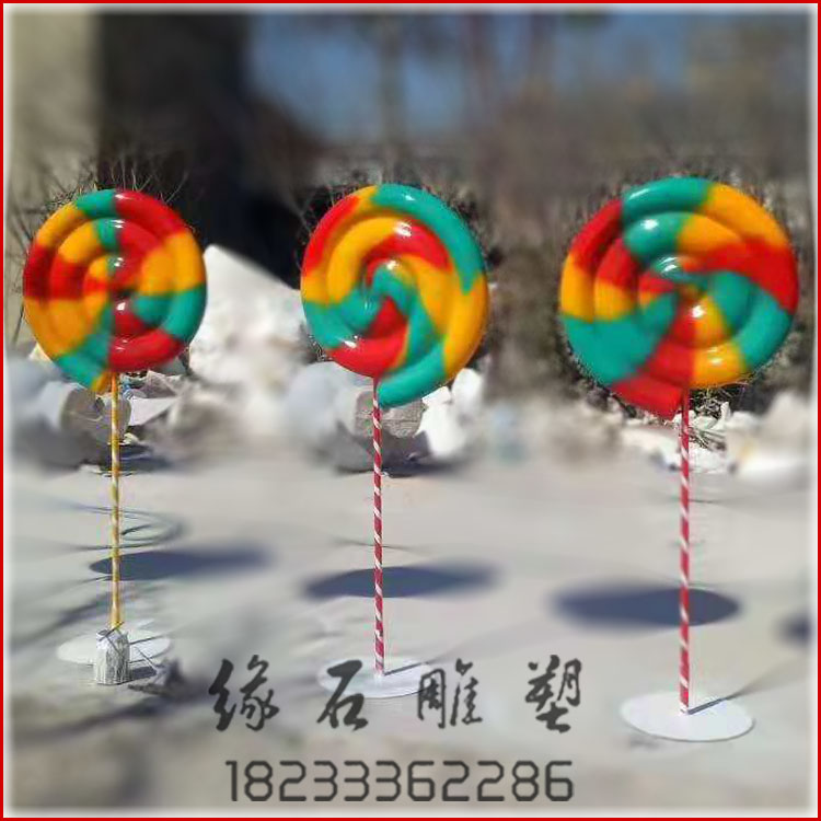 玻璃钢糖果拐杖雕塑卡通糖果道具摆件商场玻璃钢棒棒糖模具雕塑