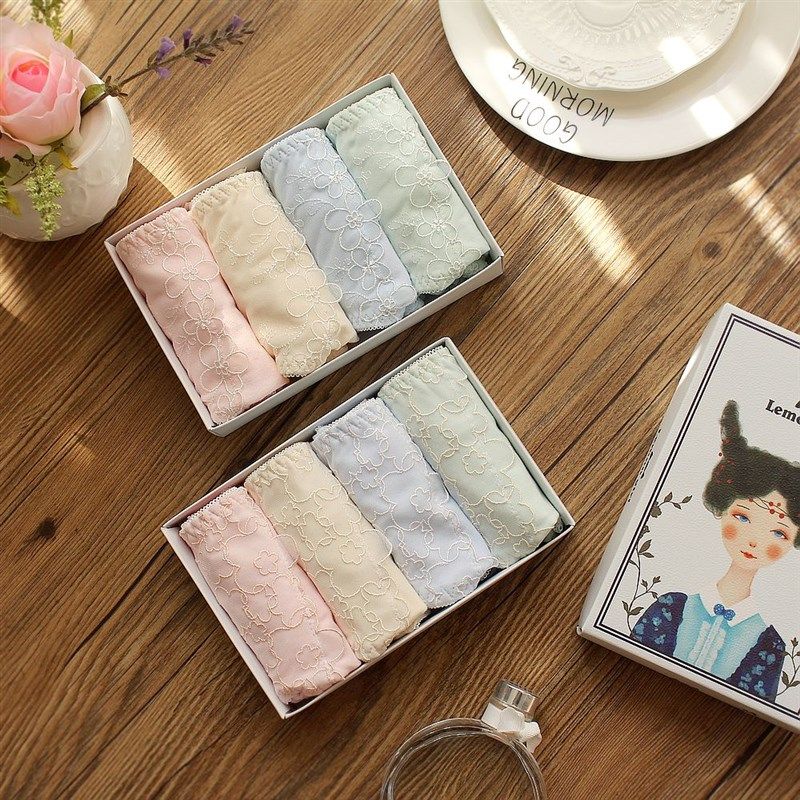 礼盒装日单清新纯全棉中腰女士内裤 无痕包臀少女短裤有加大,女士内衣/男士内衣/家居服,女三角裤,淘宝优惠券,粉丝福利购,淘宝优惠卷