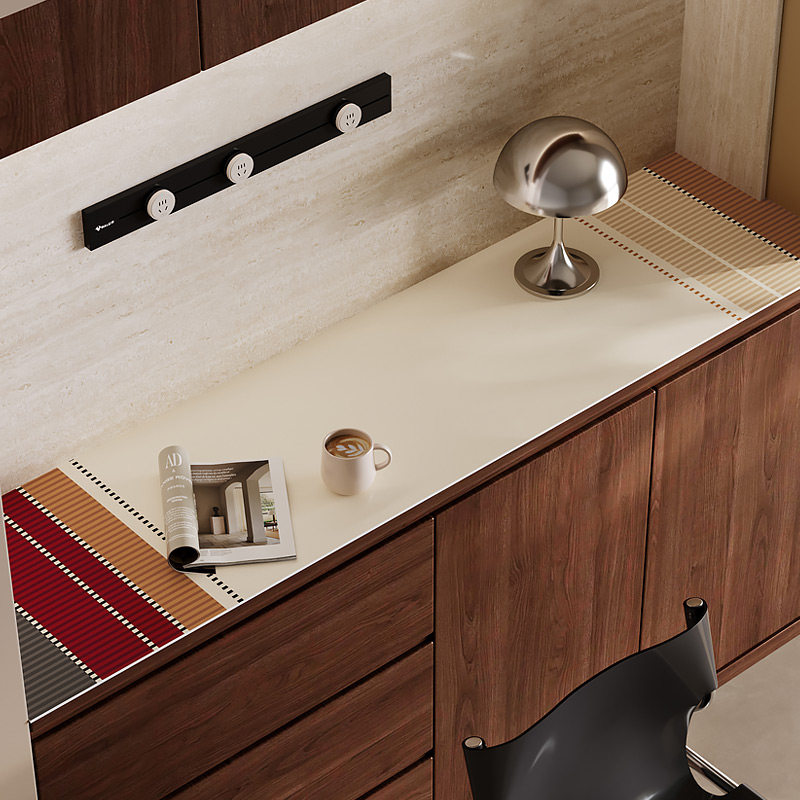 奶油风防水防油电视柜玄关餐边柜鞋柜桌垫桌布高级感皮革免洗垫子