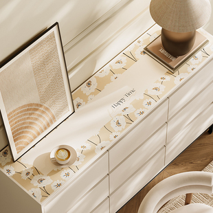 意式花卉PVC皮革电视柜桌布轻奢防水油餐边柜台面保护垫餐桌垫子