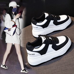 真皮小白鞋女款2025新款爆款厚底增高夏季百搭女鞋鞋子板鞋内增高