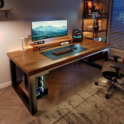 实木电脑桌台式家用电竞桌子卧室长方形学生书桌写字桌双人办公桌