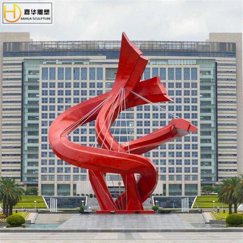 不锈钢抽象飘带雕塑金属铁艺异形扭曲景观园林公园装饰品摆件制作