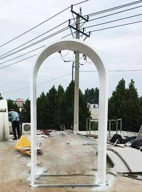 厂家制作白色内嵌灯光拱门农家乐民宿引流拍照网红打卡点造景利器