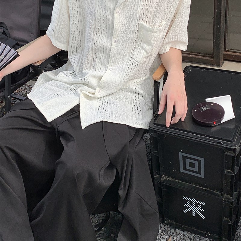 半空山 观夏夏季复古新中式提花衬衫