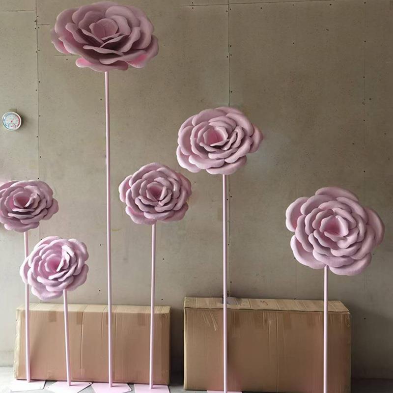 户外玫瑰花园林景观花朵花艺大型美陈草坪金色创意装饰品摆件铁艺