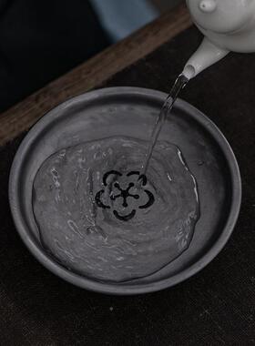 纯老锡壶承日式复古干泡茶盘功夫茶具59336建台养壶承托盘壶水垫