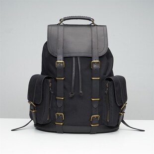 玩儿!奋勇前行!重磅防水手工制胡椒盐背包男帆布双肩包男伞兵包