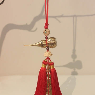 速发五帝b钱铜葫芦挂件门对门卧室玄关开口装朱砂压门槛招财汽车