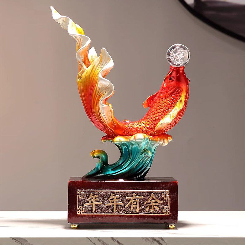 锦鲤鱼摆件年年有余桌面招财摆件家居办公室玄关酒柜开业装饰礼品