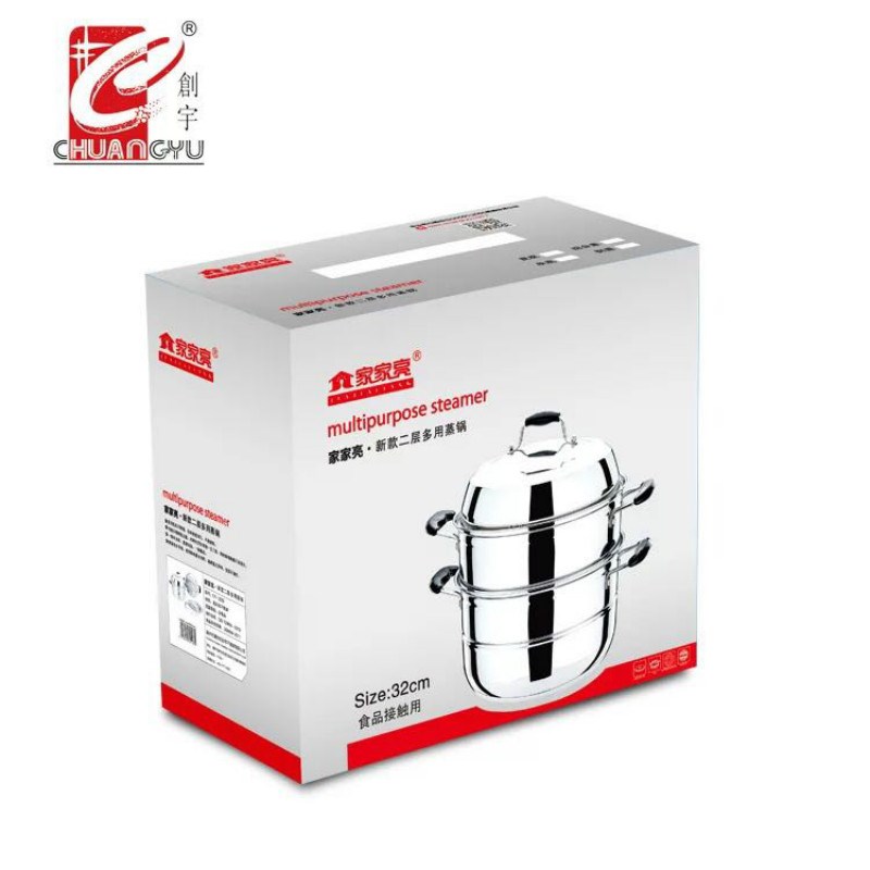 创宇不锈钢蒸锅2层3层复底多用锅蒸笼锅焖灌锅复底加厚锅盖锅