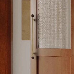 碧通黄铜玻璃双开大门把手咖啡店铺对装中古风黄铜胡桃木门拉手