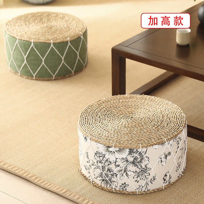 草编矮凳加高坐墩家用客厅凳子创意圆凳坐凳可叠放茶几沙发凳脚凳