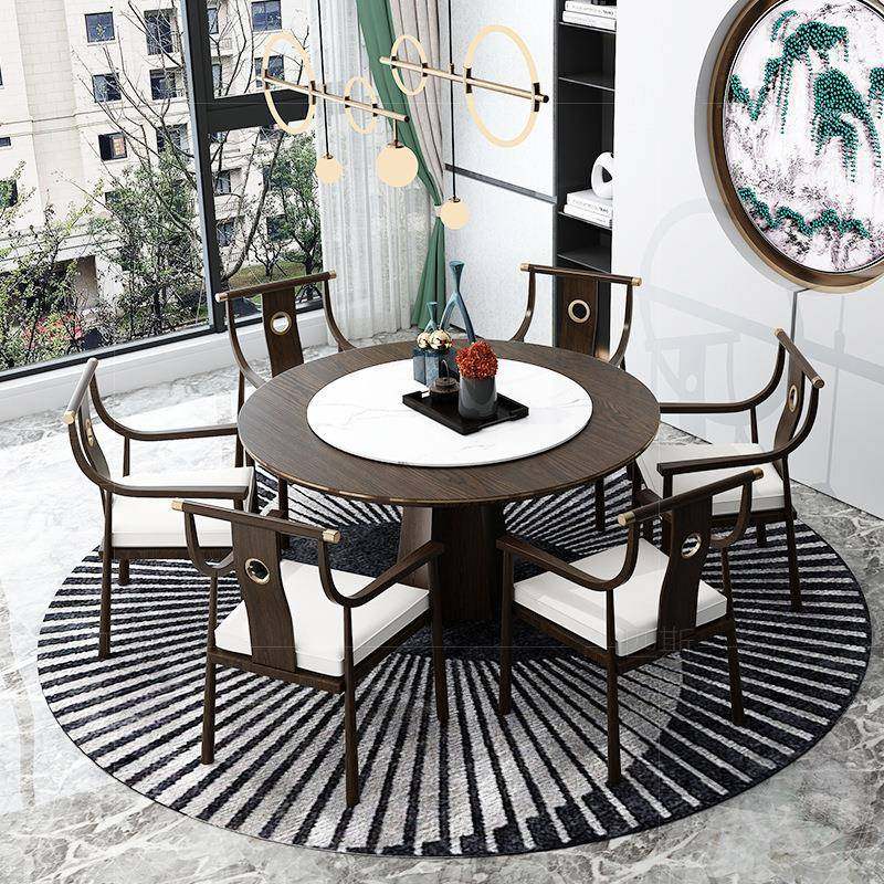 新中式实木圆桌时尚圆形餐厅桌子轻奢餐桌椅组合岩板现代简约家具,鲜花速递/花卉仿真/绿植园艺,割草机/草坪机,淘宝优惠券,粉丝福利购,淘宝优惠卷