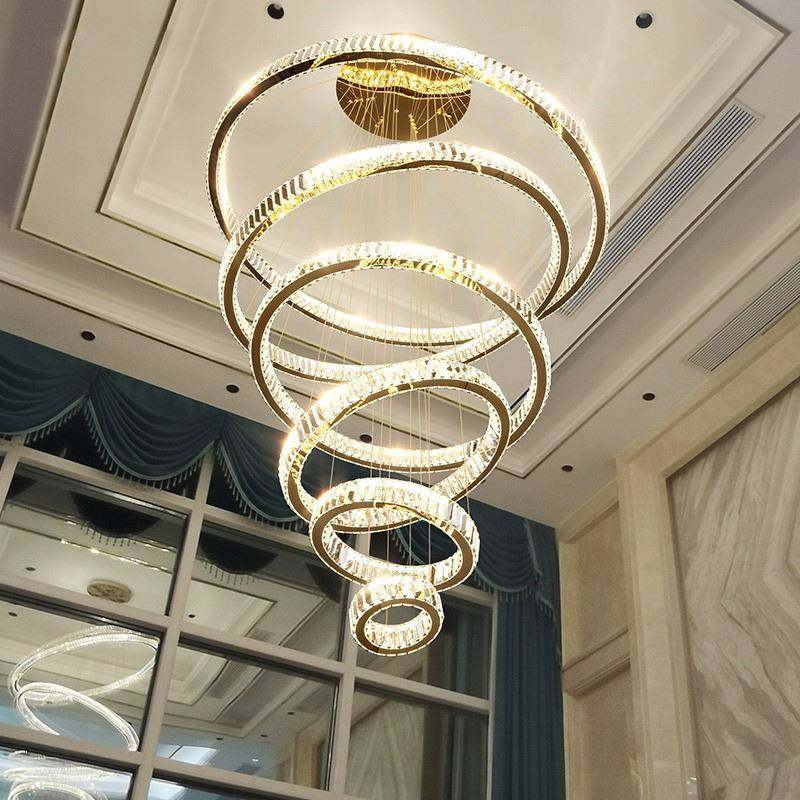 轻奢挑空客厅灯楼梯灯长吊灯简约现代大气自建房别墅复式楼大吊灯