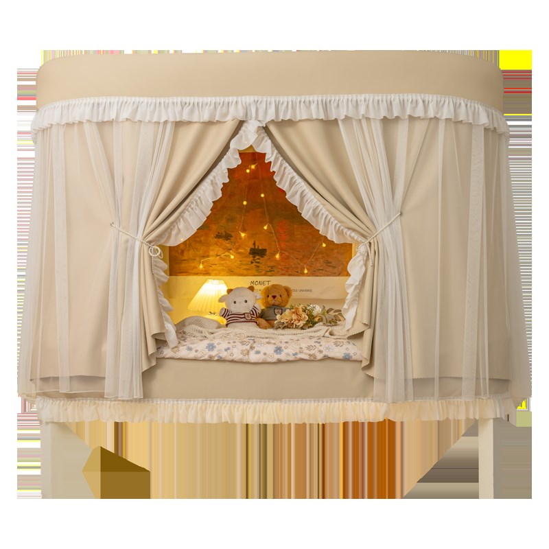 橘喵法式奶油风床帘u型轨道宿舍上下铺强遮光学生寝室蚊帐一体式