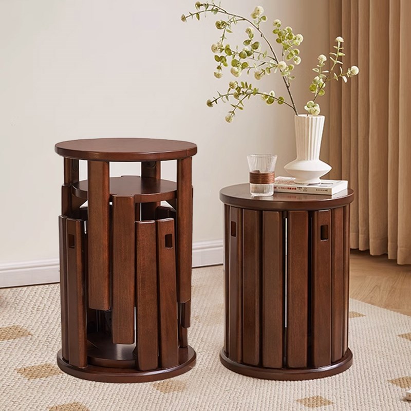 实木圆凳可叠放家用餐桌凳吃饭四把木板凳多功能叠叠乐凳