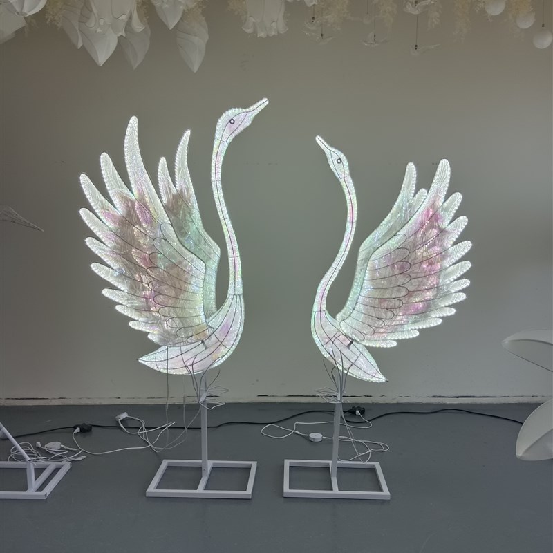 新品天鹅摆件路引婚庆道具发光鹅婚礼堂摆放背景摆件室内场景装饰