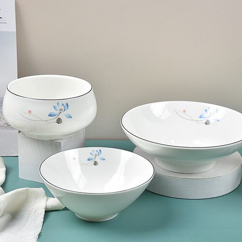 印象品瓷 中式陶瓷家用泡面碗斗笠碗拉面碗沙拉碗单个餐厅用汤碗
