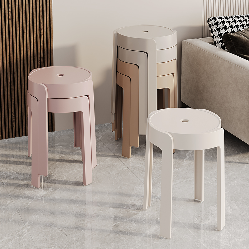 塑料家用加厚现代简约摞叠圆板凳可叠放商用风车凳餐桌高椅子