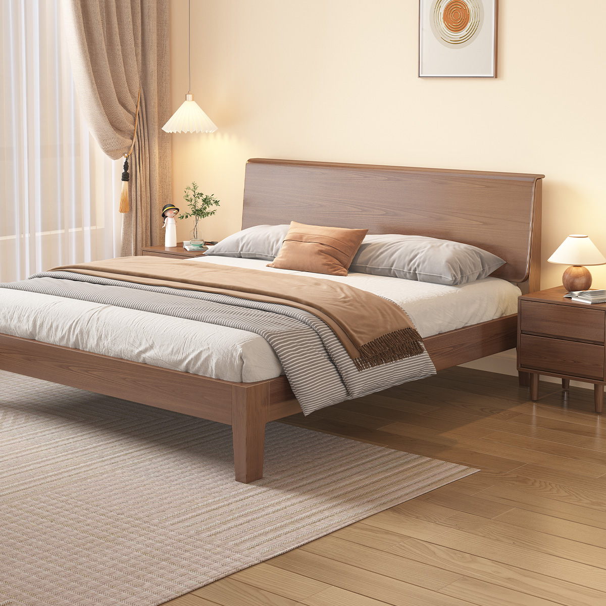 202年新款实木床全实木1.5米床简约现代卧室1.8米大床1米2单人床
