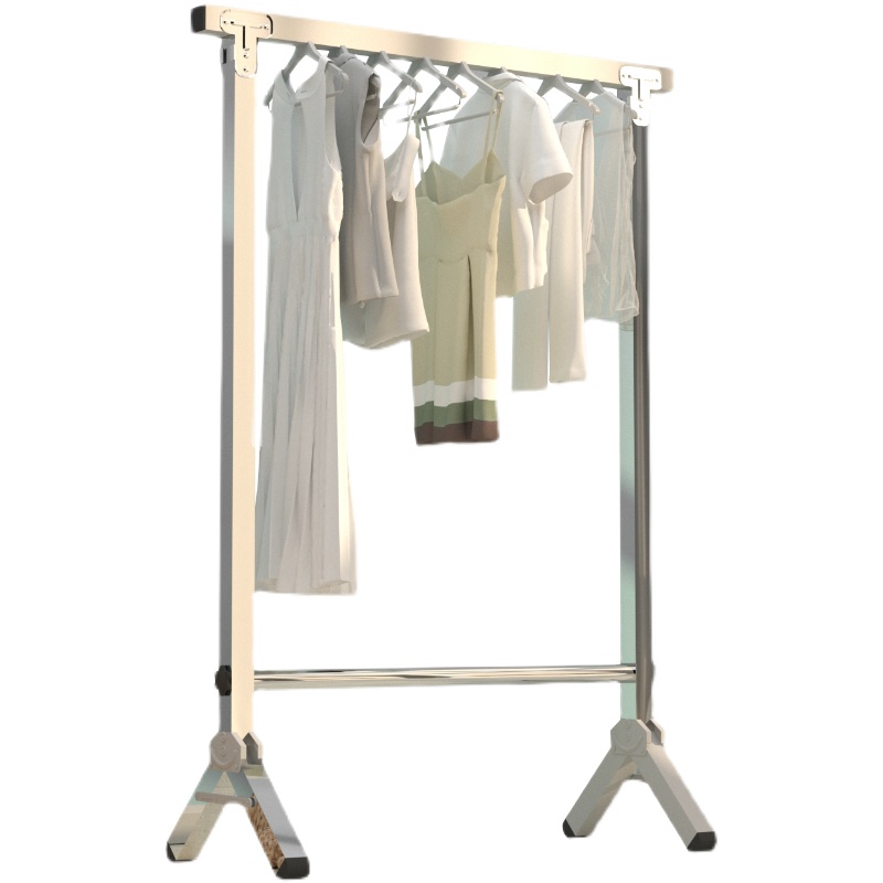 不锈钢晾衣架落地简约单杆加高组装架子加粗卧室挂裤架晒被架