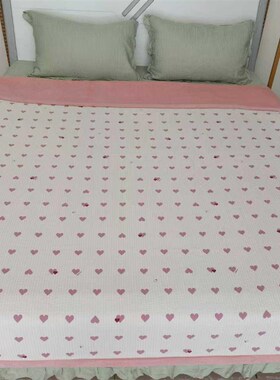 双面天丝宝宝绒夹棉绗缝床盖莱赛尔纤维印花床单滑爽可机洗塌塌米