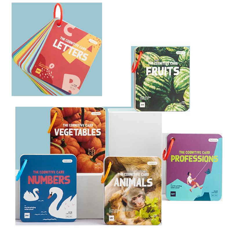 贝恩施宝宝婴幼儿益智启蒙早教认知卡识图动物卡片儿童看图识字卡