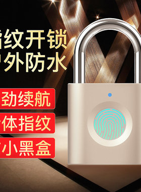 指纹锁小锁迷你小挂锁家用不锈钢锁指纹柜子挂锁防盗小锁头箱子锁