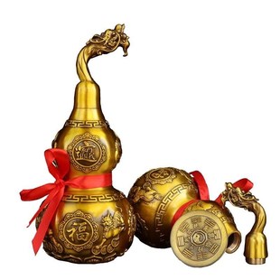 纯黄铜可拆卸款 龙头葫芦摆u件室内招财纳福铜福禄开口空心葫芦摆