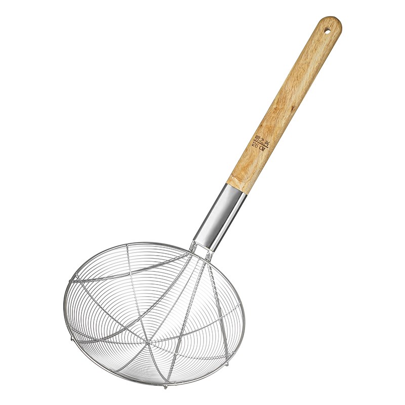 不锈钢漏勺商用捞篱房线漏勺子木柄捞篱大捞勺漏过滤网大号不锈钢