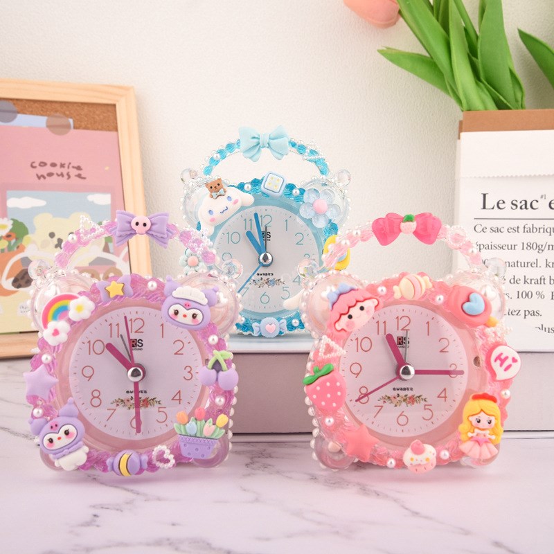 仿真奶油胶儿童diy自制作起床闹钟材料包可爱时钟表学生女孩