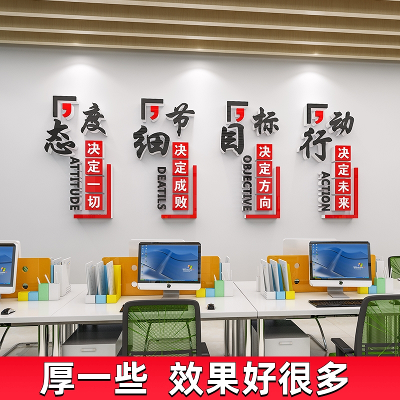 公司办公室背景墙装饰企业会议室文化墙贴纸画布置团队励志标语面
