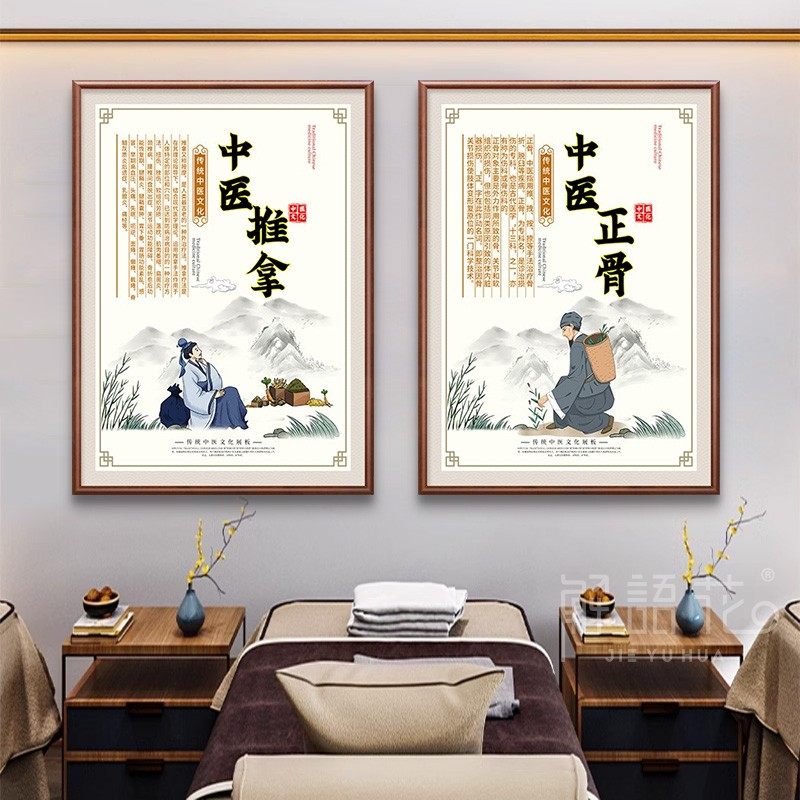 中医养生馆挂画望闻问切理疗调理壁画中医文化推拿医院牌匾装饰画