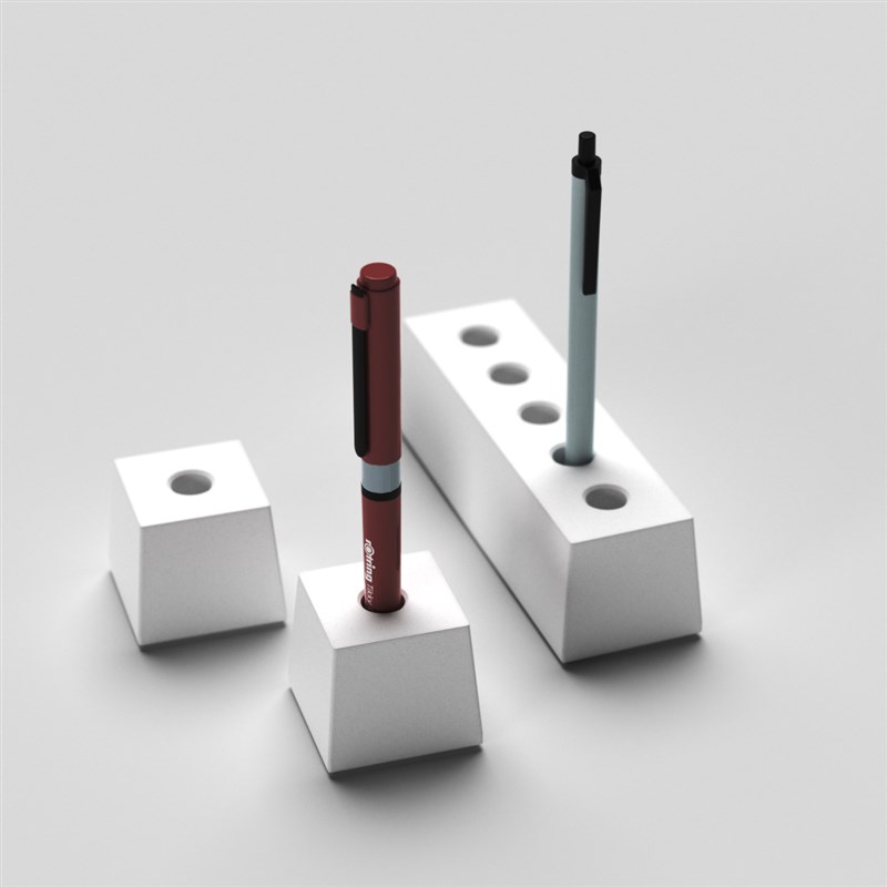 特色手工创意白水泥长方形多孔笔插文创礼品桌面文具个性装饰摆件