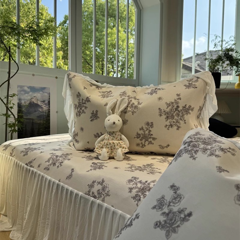 法式田园风凉感冰丝藤席空调席床裙款软席三件套夏凉席可机洗水洗