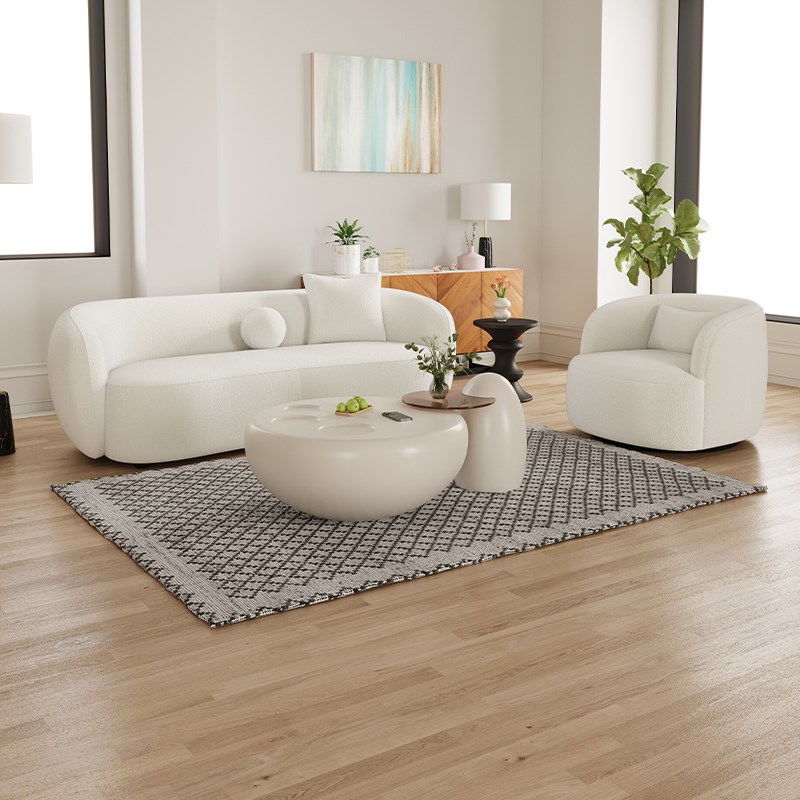 202奶油风设计师布艺沙发客厅公寓美容院休息接待区弧形异形半圆