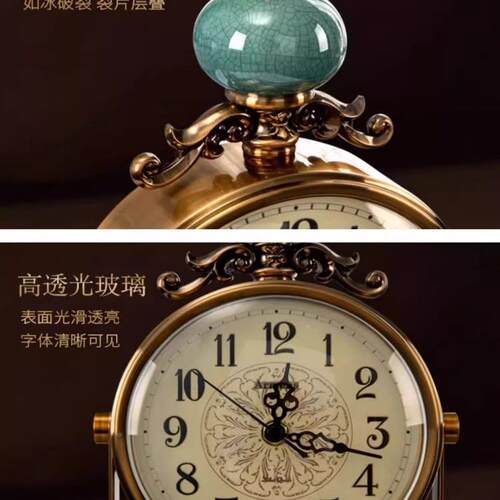 轻F9889787奢复古座钟工厅座钟台式桌面时艺钟摆件装客饰家用欧式