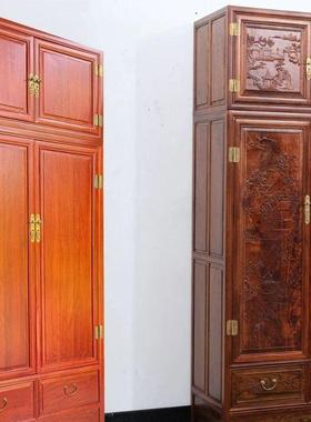 中式雕花卧大衣柜实木具顶箱柜组合家门整装柜储YIB物4柜金花室梨