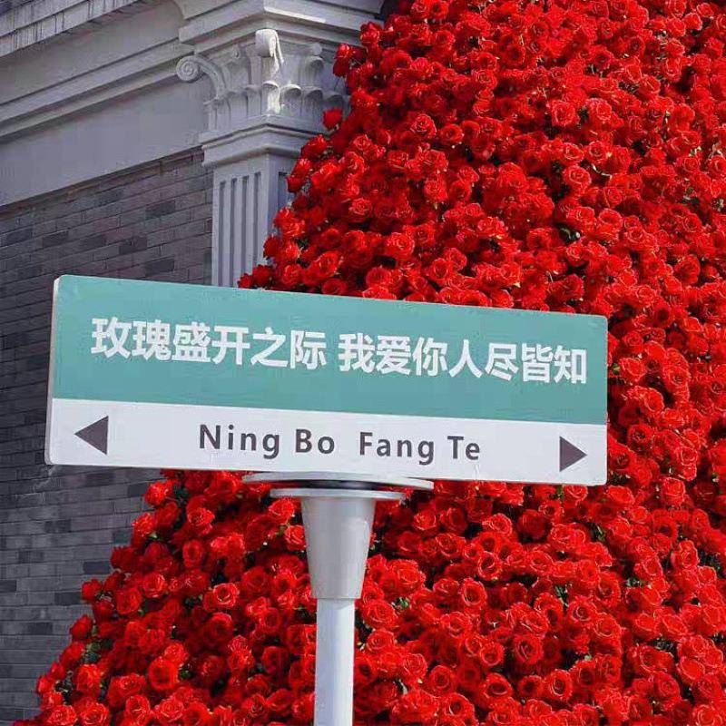 景网花红打卡背花墙玫瑰瀑布墙布庆置仿真12345678假红玫瑰花冰川