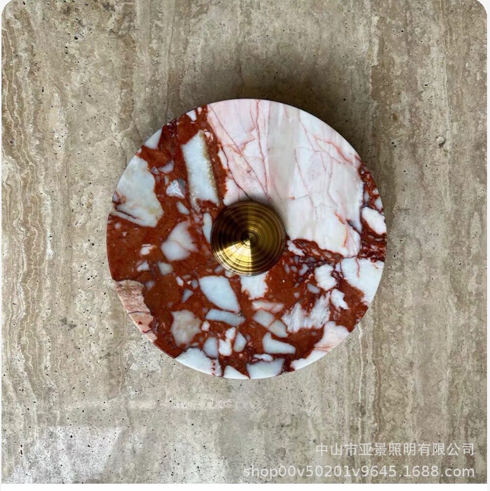 跨境天然红色大理石壁灯法式豪华客厅卧室装饰灯别墅酒店床头壁灯