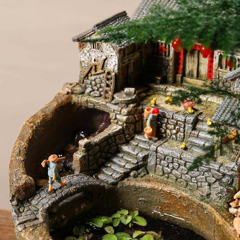 创FCD意缩房流子复古景微景观水摆微件循环水鱼缸阳台布置盆装饰,家居饰品,流水摆件,淘宝优惠券,粉丝福利购,淘宝优惠卷