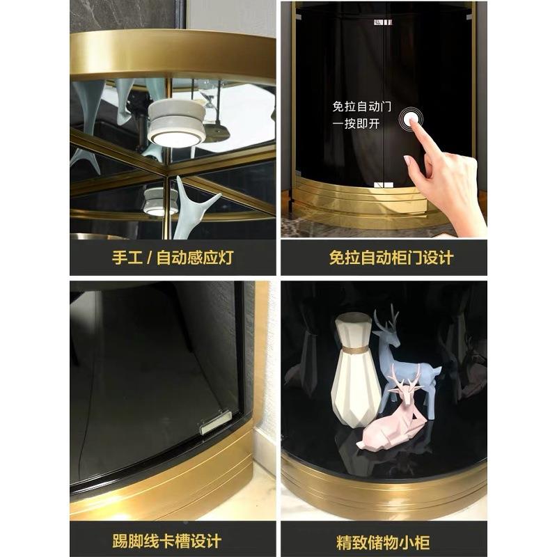 欧式轻奢高三角酒柜不G-091钢锈转角玻璃靠客厅墙现代简约碧桂档