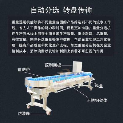 海参牡蛎盘分选机转果蔬转盘分级机芒转盘重量果鸡翅自动分称重设