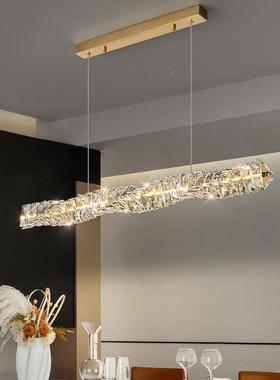 水轻灯奢晶餐厅吊灯现代简后约饭厅餐桌一字长条40818意式设计师