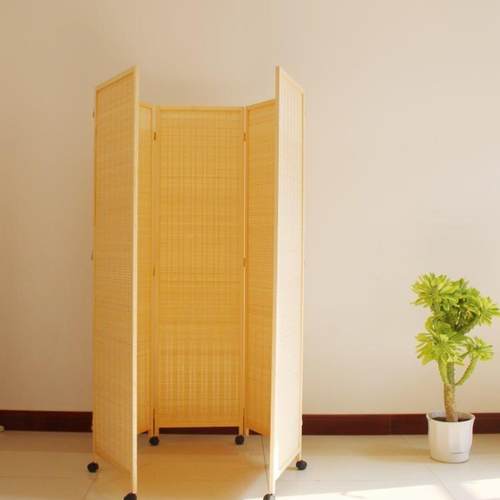 折叠985屏风隔断客玄关折室屏办公厅编遮挡帘实木竹简易可移动带