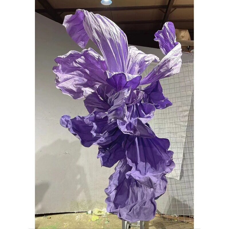 巨型纸艺紫色美塑花橱窗装饰摄影背景手工纸花大型装饰婚庆婚礼