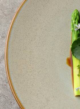 极简法式家牛排摆西盘意圆YUX形餐盘用简约创餐厅主菜感意面平盘