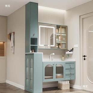 简约卫257风格 实木烤漆柜生间干区墙隔断柜浴室柜肤感半一体洗盆