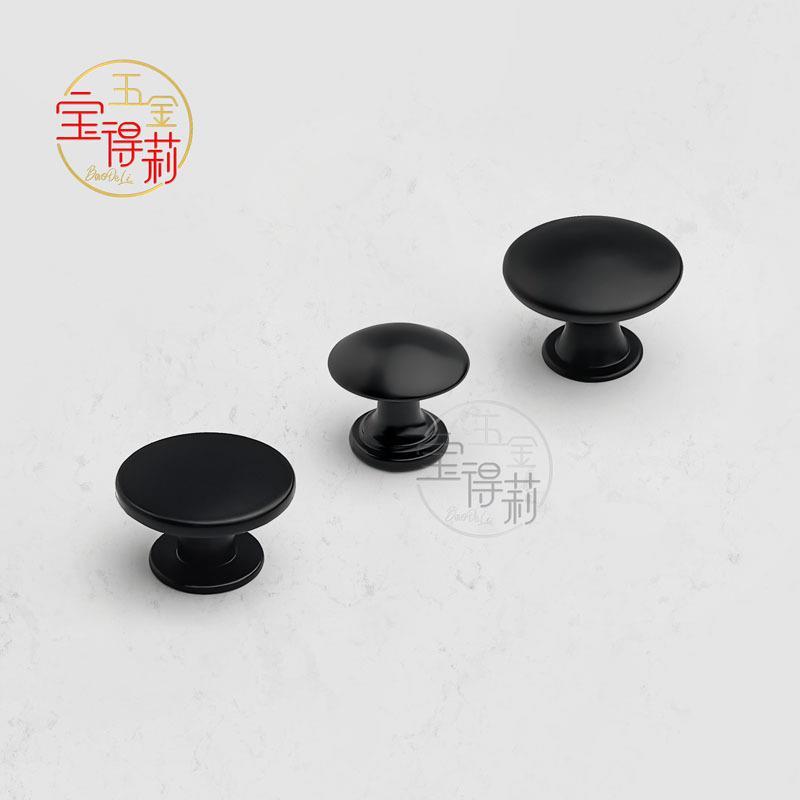 厂家直供黑色单孔单粒手纽扣小GCH拉手橱柜门把圆形头柜平箱柜扣